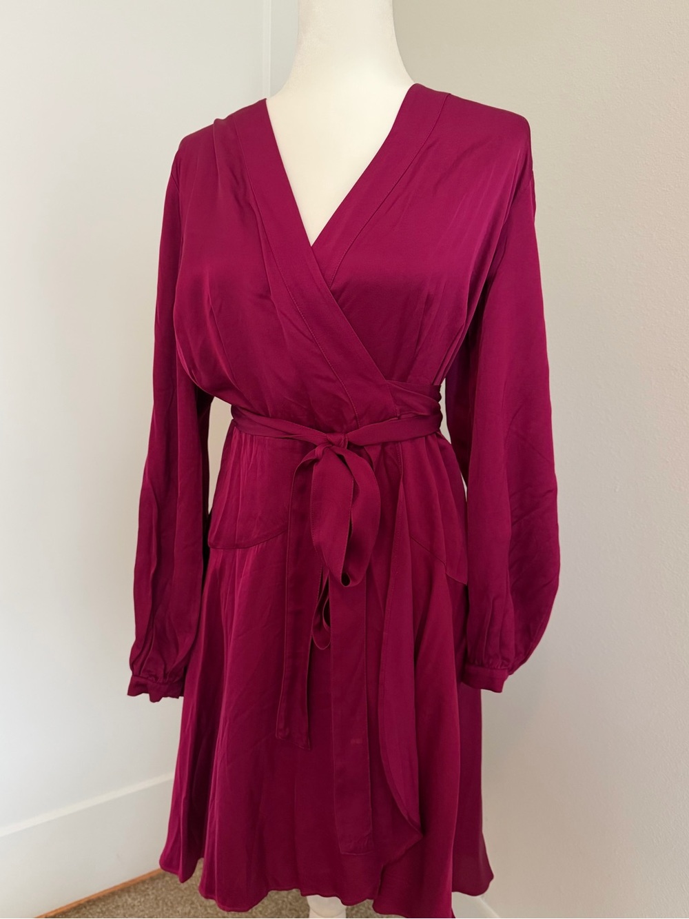 Banana Republic Long-Sleeve Wrap Dress in Berry